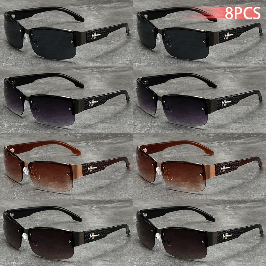 

8 шт., винтажные солнцезащитные очки с градиентными линзами, набор для мужчин и женщин, легкие модные защитные очки для вождения, рыбалки, альпинизма
