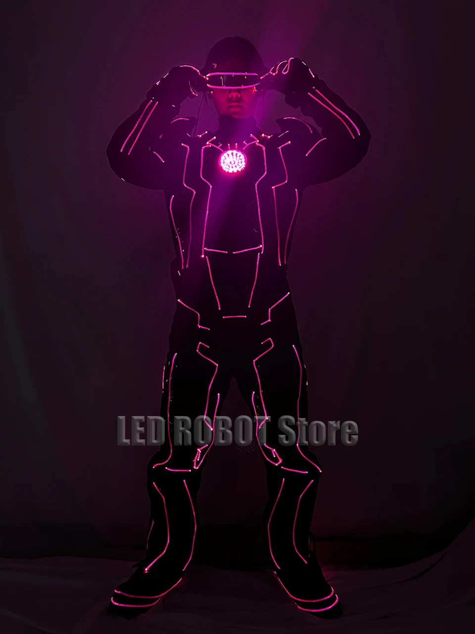 Change Colors Iron Man LED Optic Fiber Light Up Dance Costume LED Robot Halloween Dress For Nightclub DJ Stage Performance