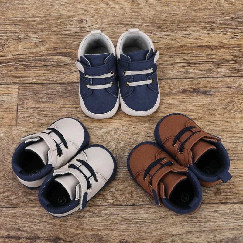 

Baby Boy Girl Walking Shoes Solid Retro High Top Casual Shoes Infant Breathable Comfortable Soft Sole Non-Slip First Walkers