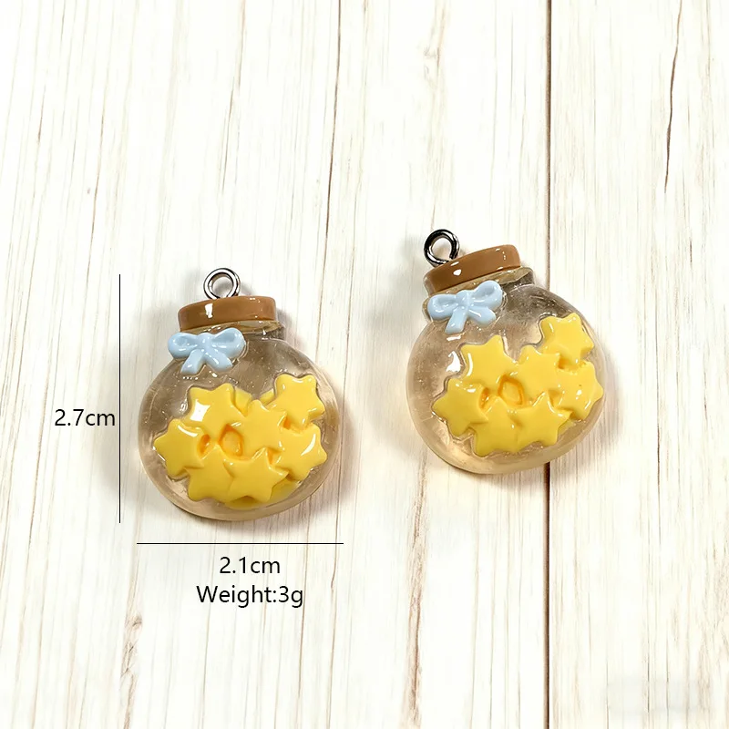 10Pcs Cute Simulation Glass Star Bottle Resin Dangle Charms DIY Handmade Necklace Earring Keychain Accessories - view 2