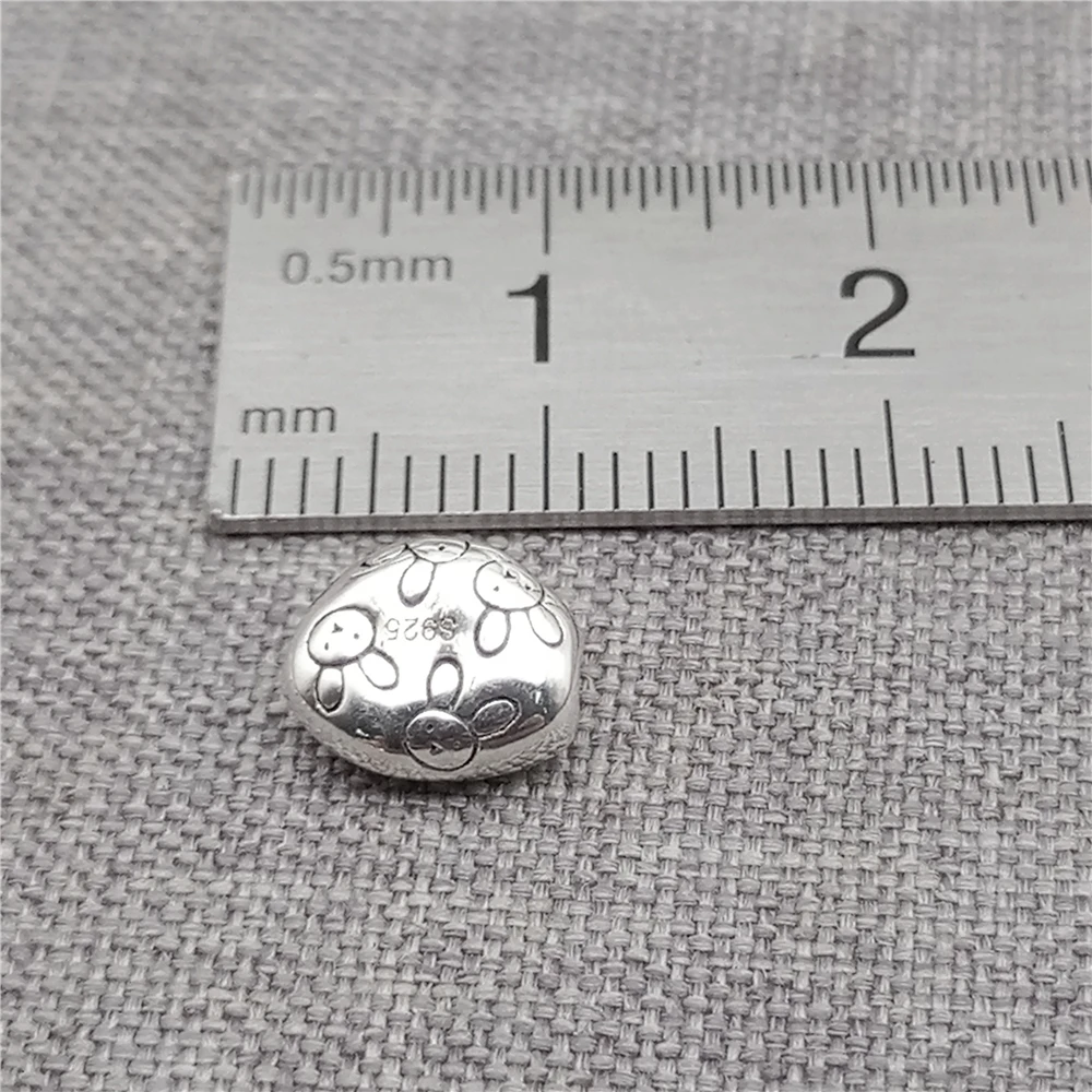 4 Sterling Silver Bunny Beads 925 Silver Rabbit Bean Bead for Easter Bracelet Necklace