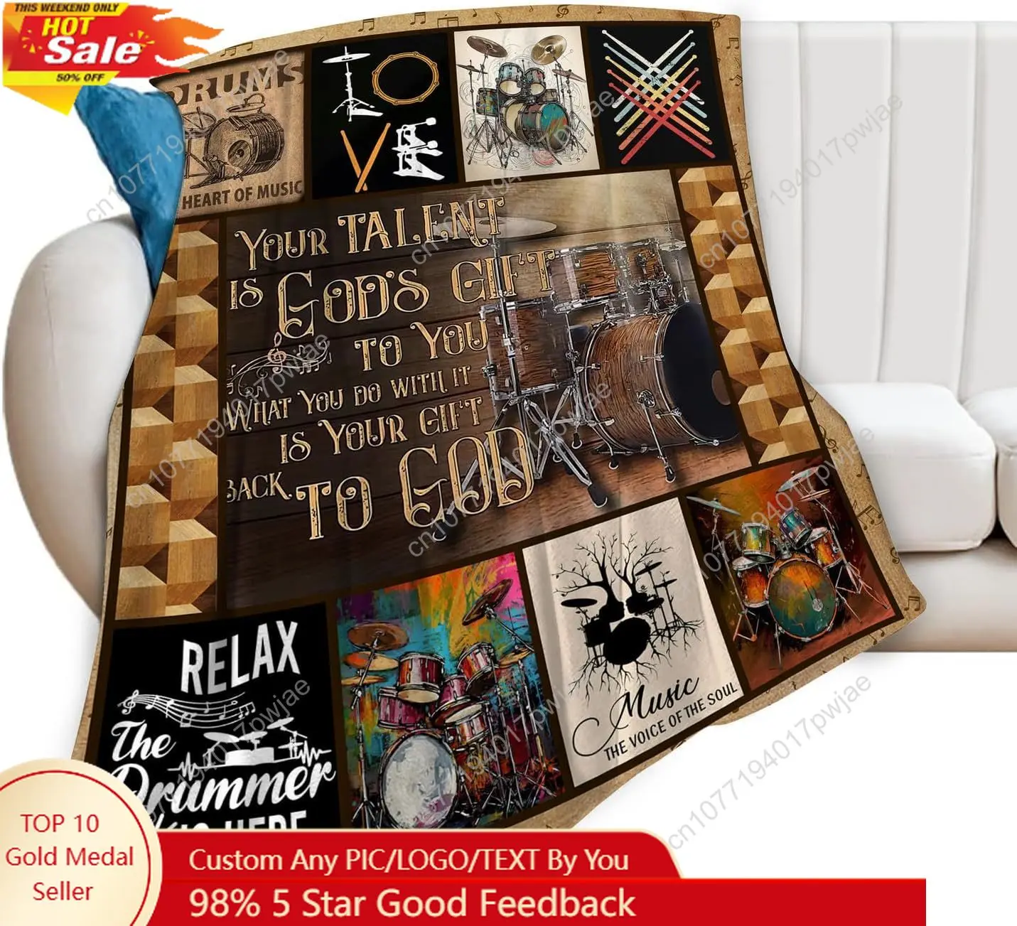 

Rock Music Blanket Ultra Soft Cozy Drum Set Kit Throw Blanket Fleece Fuzzy Plush Bedding Vintage Musical Instrument Lovers Gifts