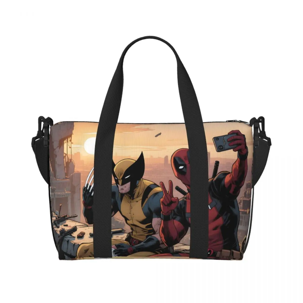

Custom Wolverine Beach Tote Bag Women Anime Cartoon Cool Superhero Big Compartment Beach Gym Travel Bags