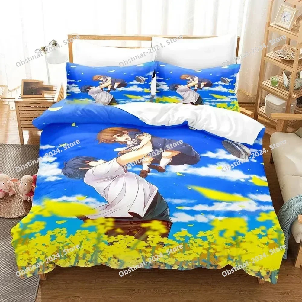 Anime Clannad Nagisa Furukawa Bedding Set Printed Comforter Quilt Bed Cover Duvet Cover Pillow Case 3 Pieces Set Kids Adult Size