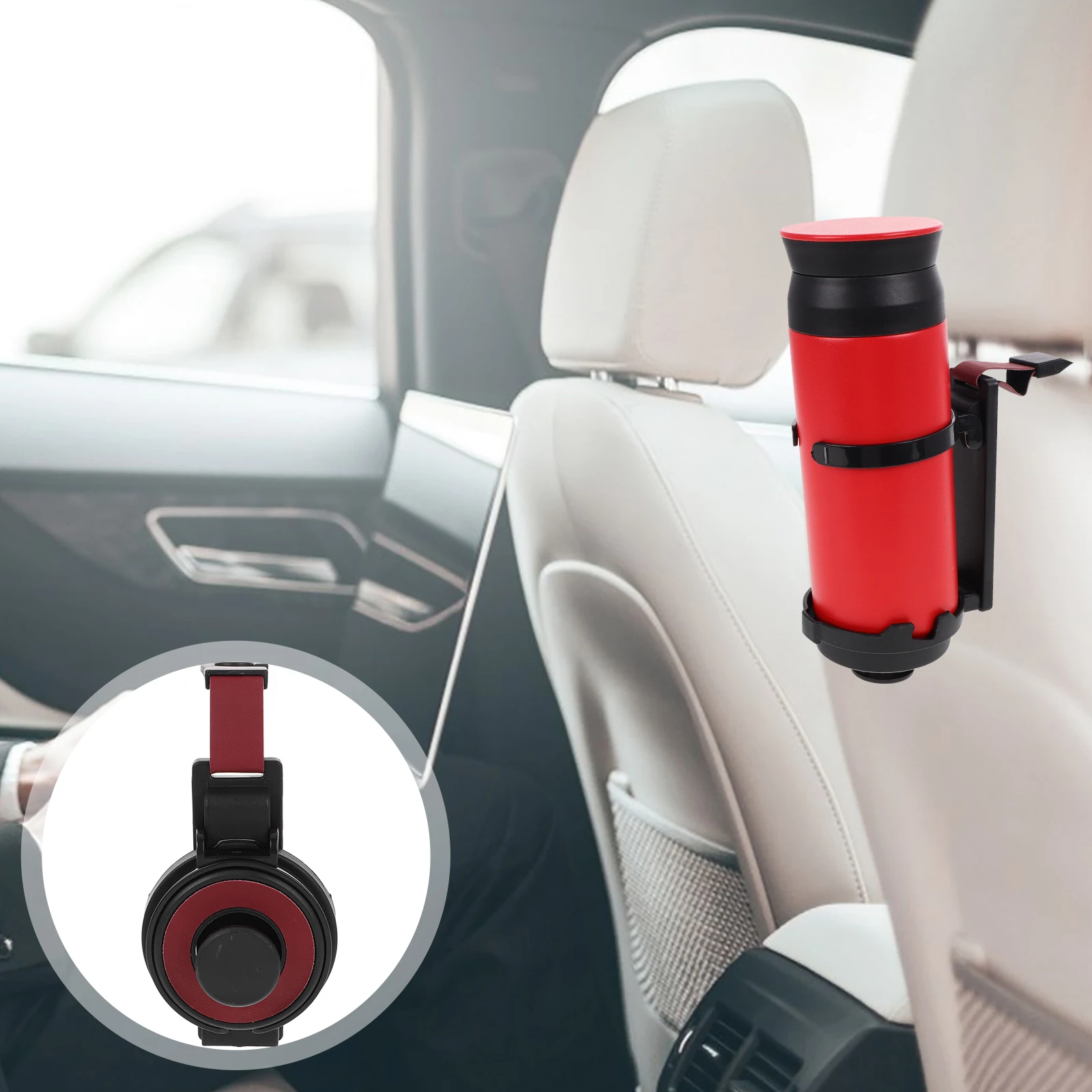 

Multifunctional Car Hook Rack Back Organizer Cup Holder For Headrest Abs Durable Sturdy Easy Install No Tools Bag Purse Hanger
