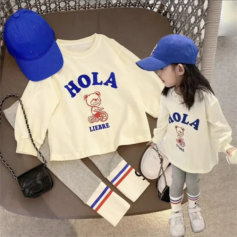 Baby girl clothes set 2023 Autumn Spring cartoon sweatshirt leggings pants 2PCs fashion Korean toddler sets children clothes 3-7