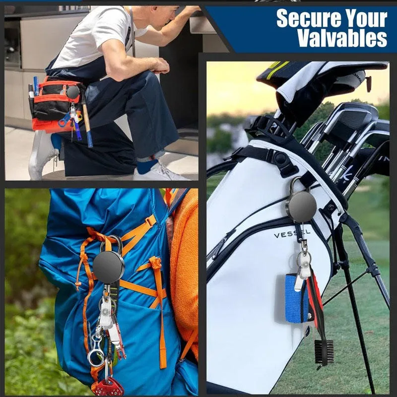 Metal Card Key Ring Clip Retractable Pull Key Ring Chain Reel Extendable Belt Reel ID Lanyard Name Tag Card Badge Holder