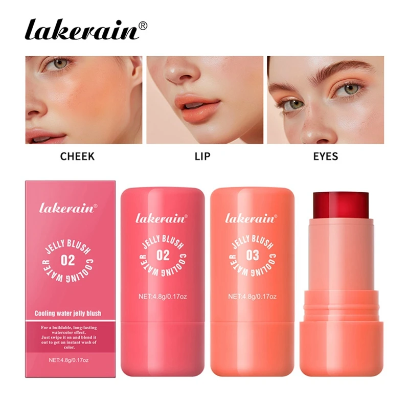 Lakerain Fruit Jelly Blush, Jelly Cheek Blush Lip Cheek Lip Tint Langdurige Gehydrateerde Gezichtscontour Make-up