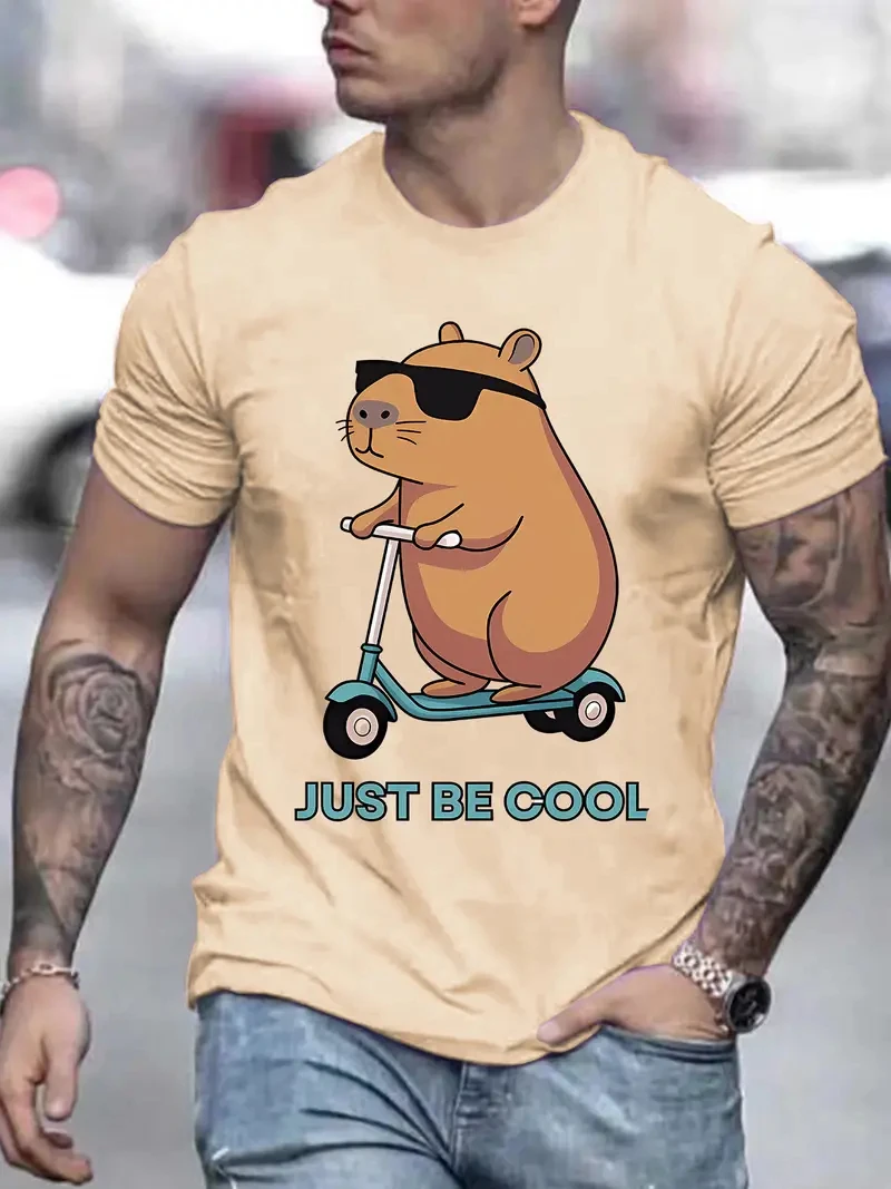 ジャストビークールカピバラグラフィック Tシャツ男性女性新 3D プリントトレンディなかわいいカピバラ半袖トップスファッション Y2k キッズ Tシャツ