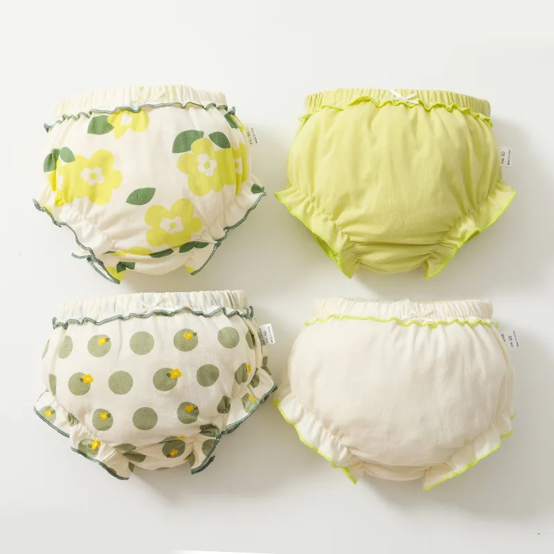 4 Pieces Baby Girls Panties Training Pants Underwear Underpants Newborn Cotton for 0-3 Years Four Seasons