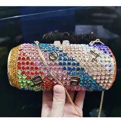 Luxury Crystal Stones Clutch Bags Golden Coke bottle Box Women Evening Bags for Dinner Purse Wedding Handbags SM98