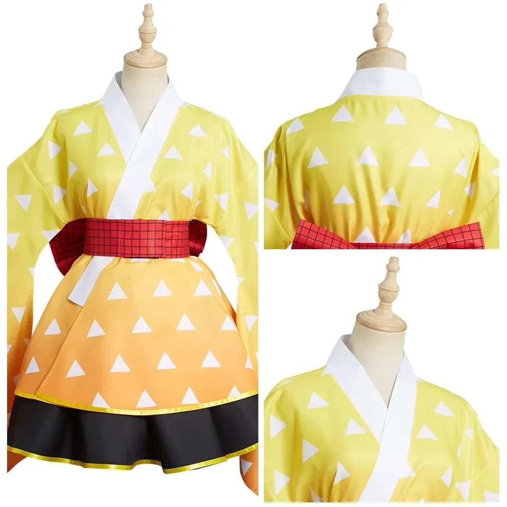 Agatsuma Zenitsu Cosplay Costume Dress Kimono Outfits Halloween Carnival Suit For Adult Women