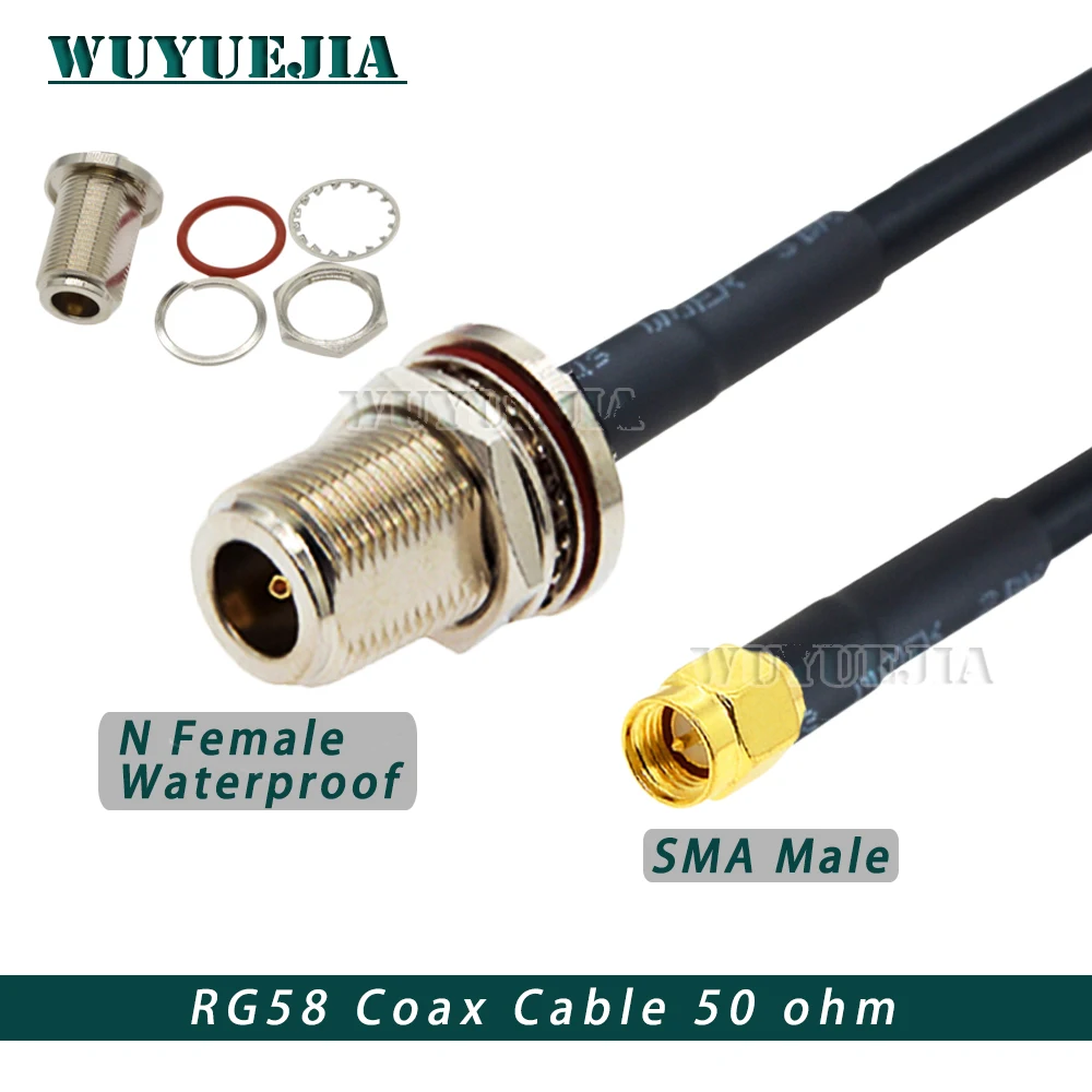 Waterproof N Type Female to SMA Male Plug RP SMA Female RF Adapter Coaxial Cable Pigtail RG-58 Extension Cord Jumper 10cm~30m