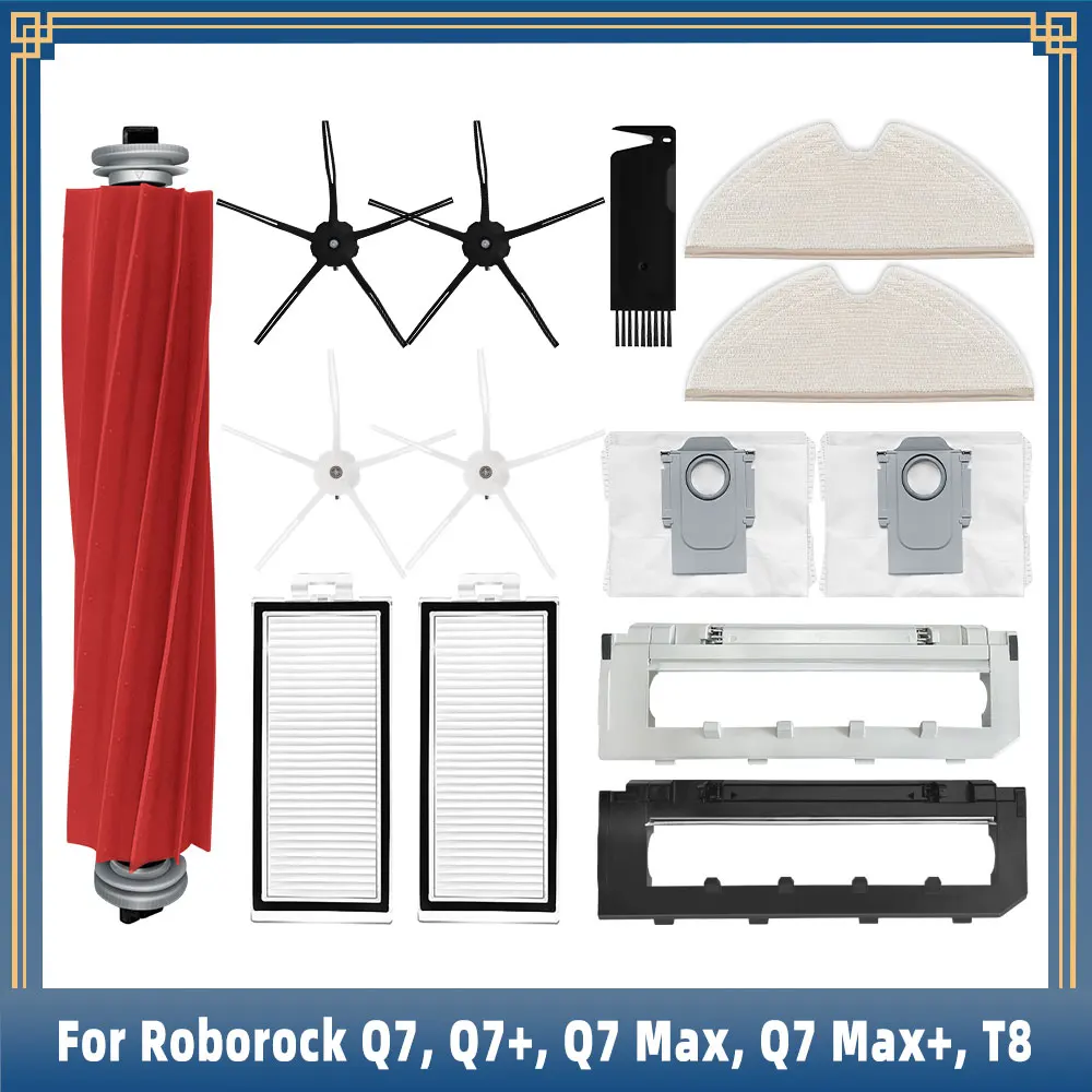 

Compatible For Roborock Q7 / Q7+ / Q7 Max / Q7 Max+ Plus / T8 Spare Parts Accessories Main Side Brush Hepa Filter Mop Dust Bag