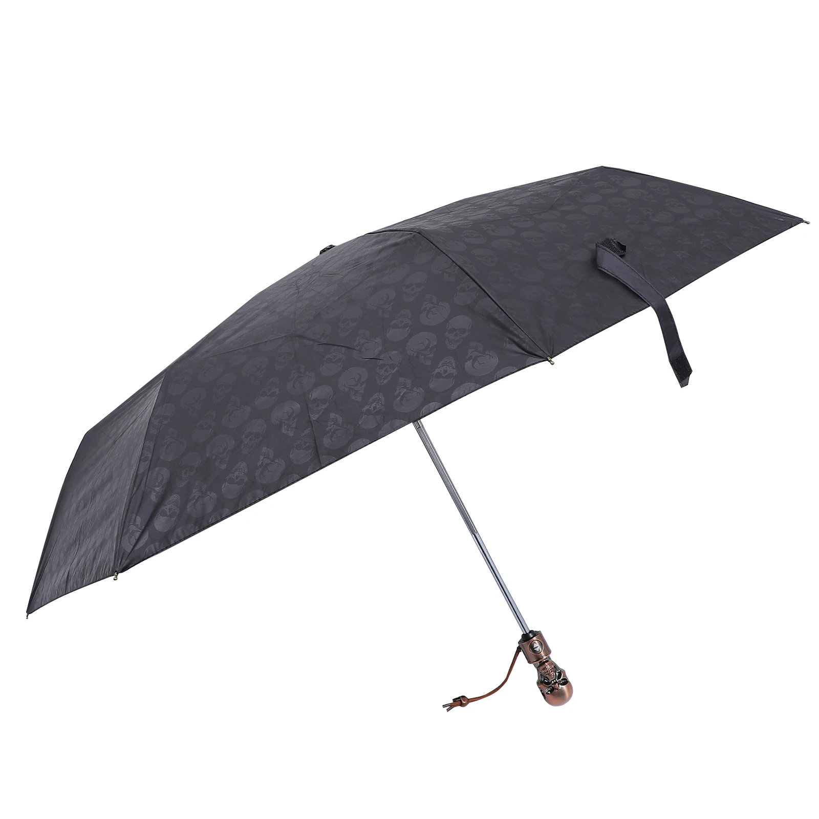 

1pc Skull Umbrella Sun Rain Dual Purpose Lightweight Foldable Uv Protection Travel Parasol Windproof Portable Retractable Goth