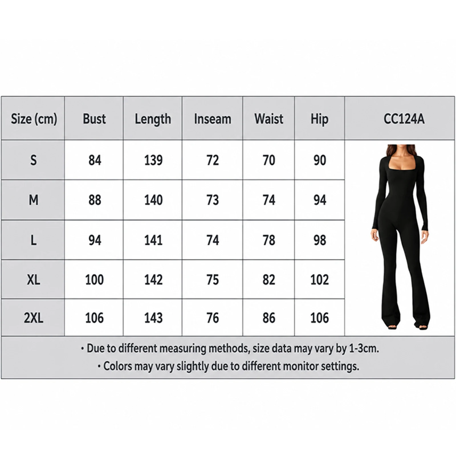 Women Long Sleeve Jumpsuit Square Neck Flare Leg Bodycon Tight Stretch Solid Comfort Casual Streetwear Bootcut Pants One Piece