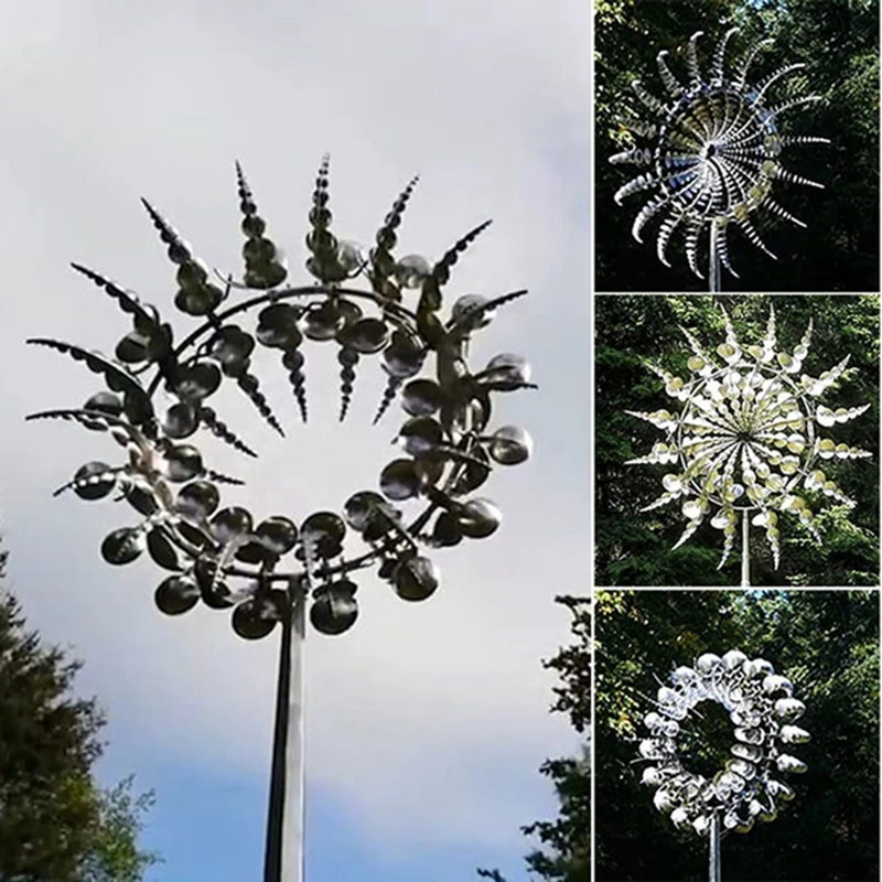 

Kinetic Sculpture Windmill 3D Wind Powered Kinetic Sculpture Lawn Metal Wind Solar Spinners