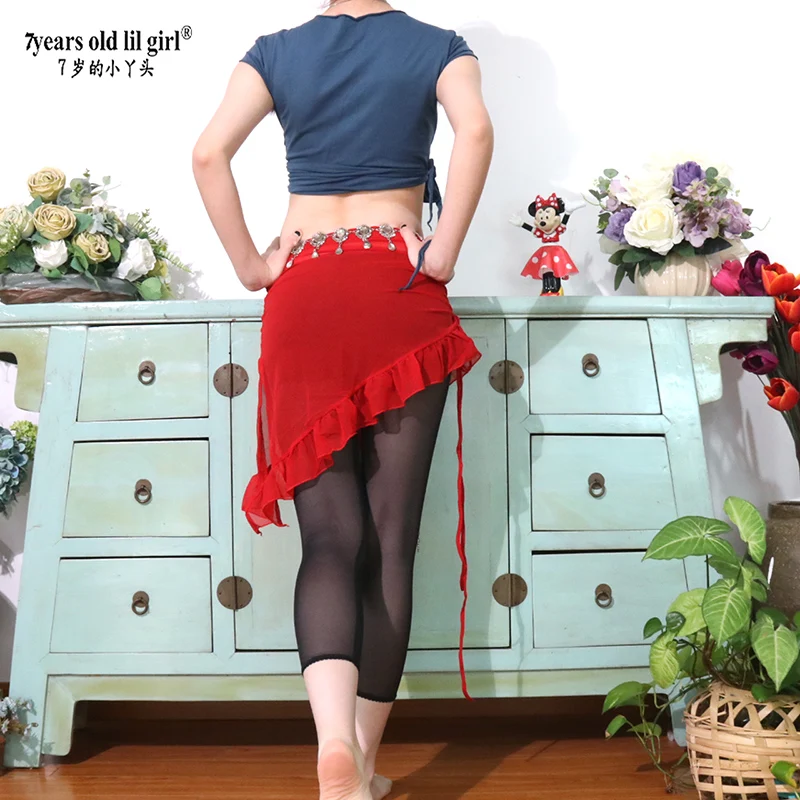 Minifalda transparente gótica tribal para danza del vientre para mujer, falda superior BQ83
