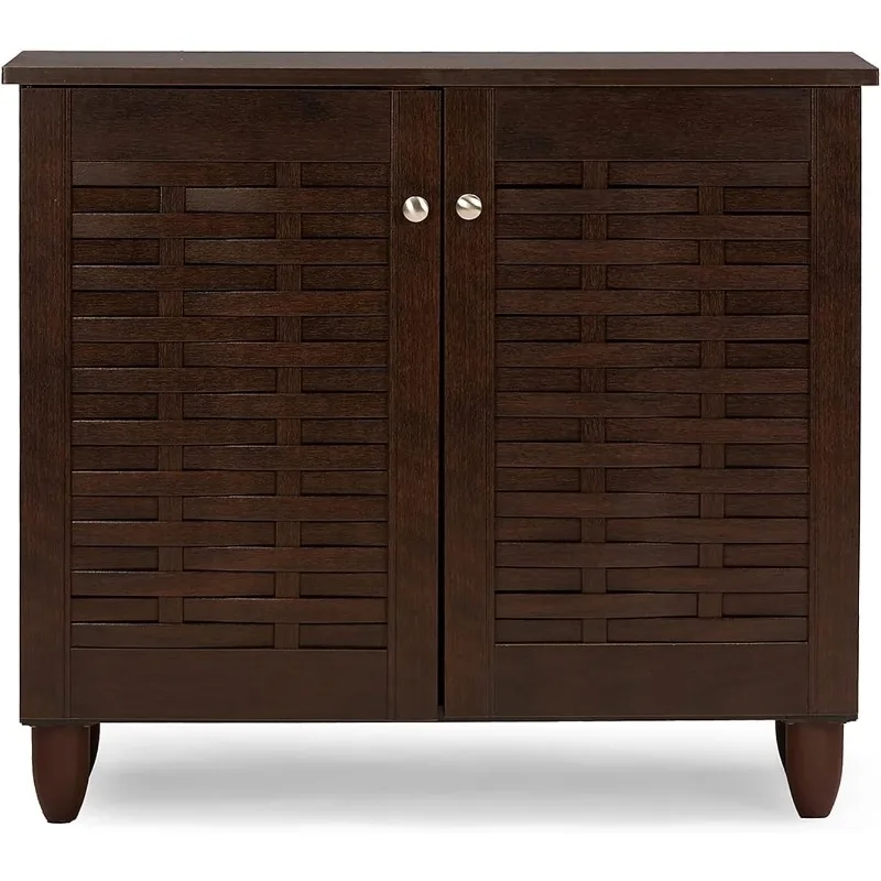 

Wholesale Interiors Winda Modern and Contemporary 2-Door Dark Brown Wooden Entryway Shoes Storage Cabinet