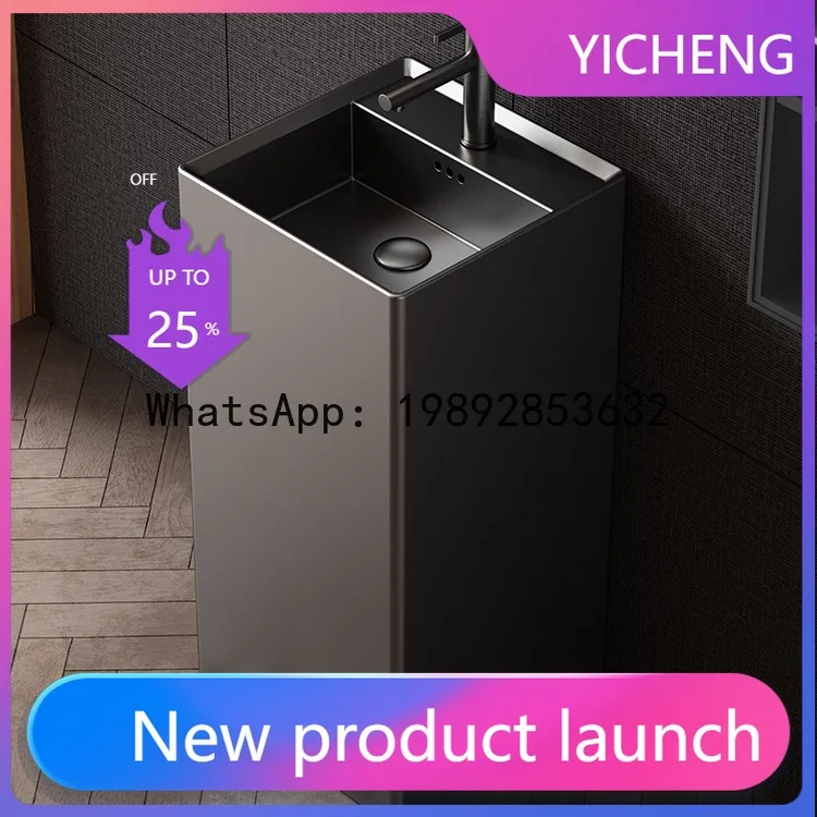 

Hys gunmetal grey freestanding ceramic floor-mounted washbasin for balcony bathroom