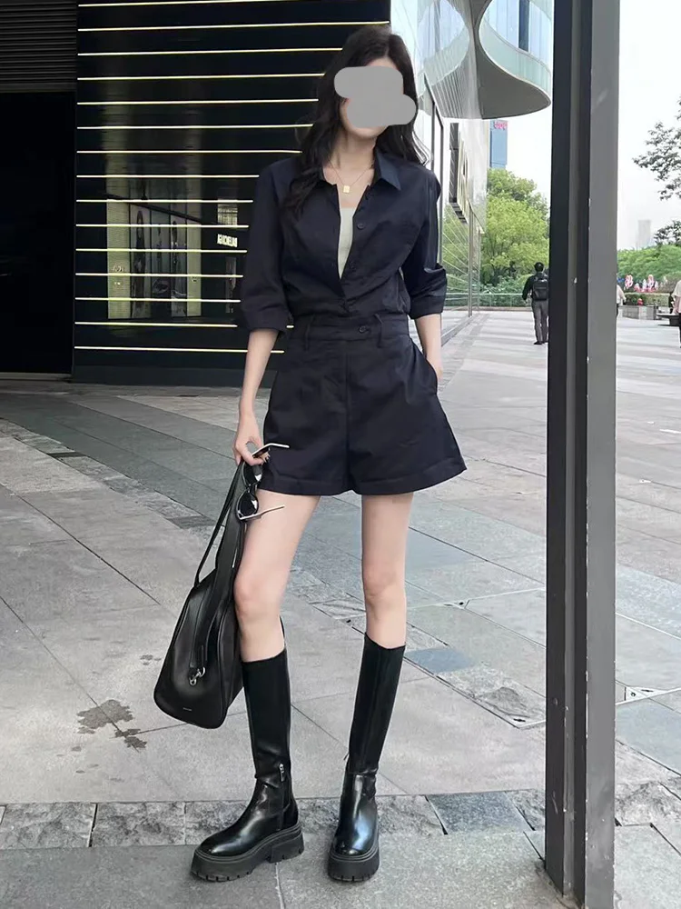 

Повседневный женский комбинезон с широкими штанинами и завышенной талией, модный летний новый фасон, для офиса и повседневной носки