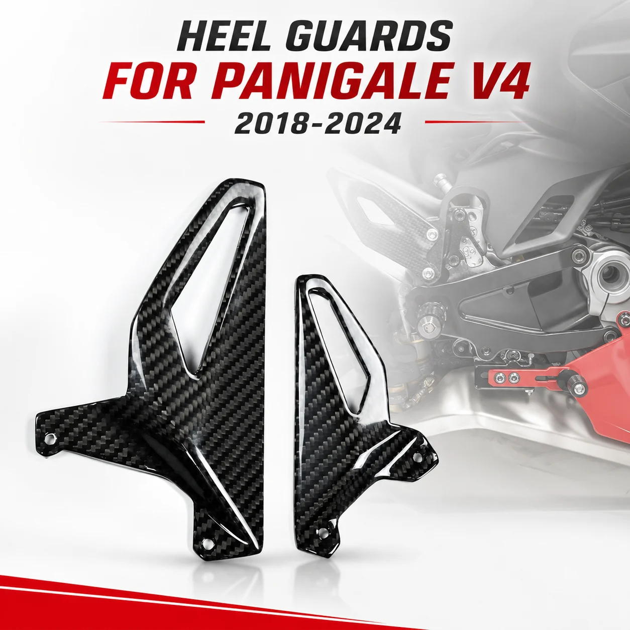 Heel Guards Heel Plates Carbon Fiber Rearset Footrest Covers for Ducati Panigale V4 2018-2024 Motorcycle Accessories