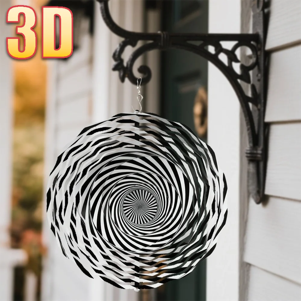 3D Wind Vane Spinner, Black White Swirl Kinetic Art Decor, Dual-Sided All-Weather Rotating Wind Spinner for Garden Home Yard