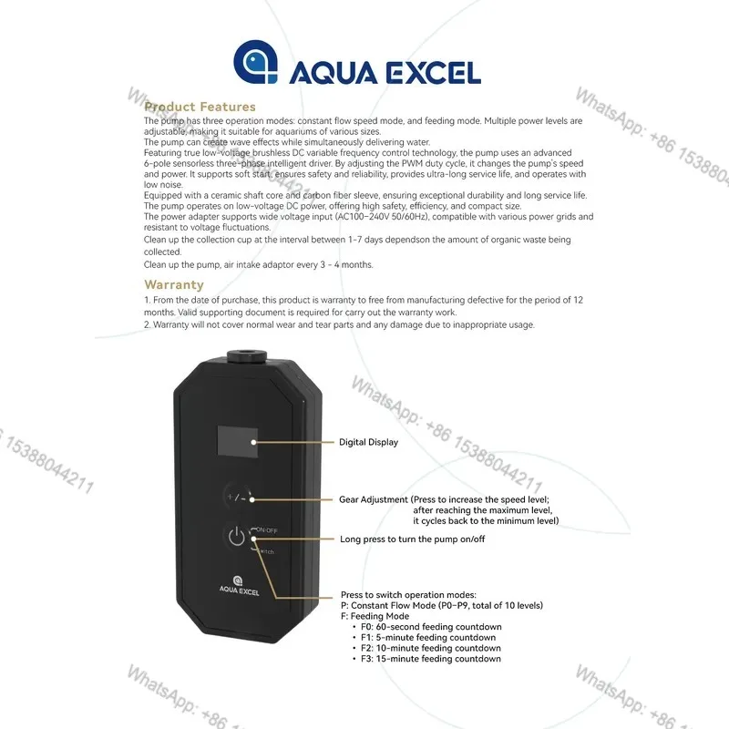 Hot Sale AQUA EXCEL NANO75E DC Protein Skimmer Anti-Overflow Protein Separator for 200L Marine Reef Coral Saltwater Aquarium