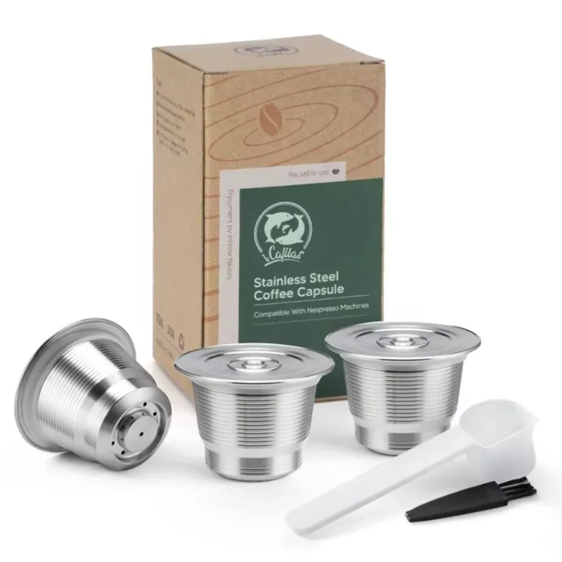 Icafiras Nespresso Wiederverwendbare Kaffeekapsel aus Edelstahl, Nachfüllbare Filter Passend für Inissia & Pixie Kaffeemaschinen, Dosiering