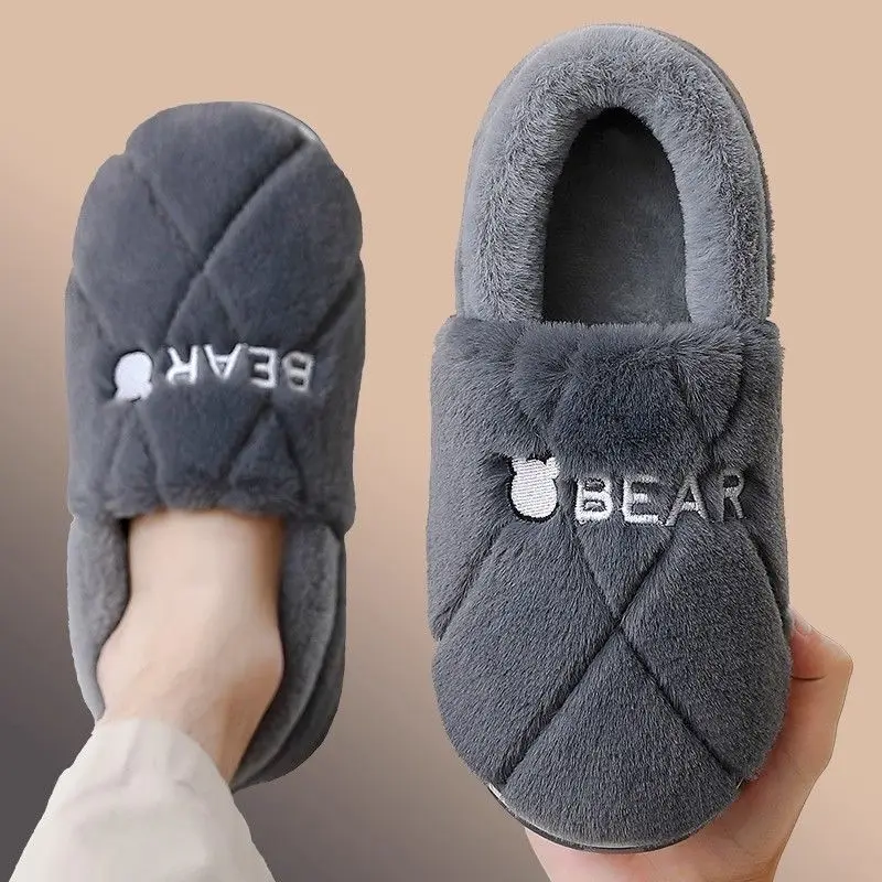 Men's Thermal Padded Slippers with Enclosed Heel Warm Non Slip Indoor Winter Footwear for Home Outdoor Use
