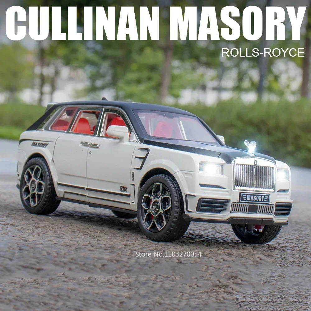 1:24 rolls royce cullinan modelo de carro brinquedos liga diecast metal suv modelos com luz sonora puxar para trás brinquedos tamanho grande para crianças presente