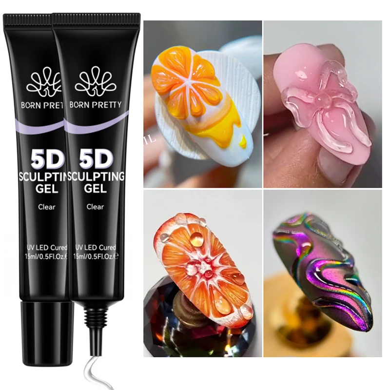 BORN PRETTY 1/2/3Pcs 15ml 5D Sculpting Gel No Wipe UV LED Manicure Modeling Gel for 3D Nail Art Sculpting Shaping DIY Decoration