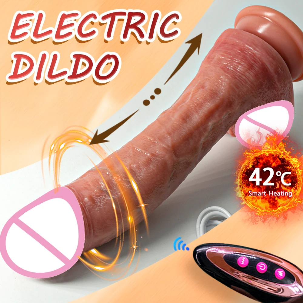 10.2in Long Realistic Dildo Vibrator Penis Telescopic Swing Heating Remote Control Silicone Dildo Female Vibrators For Women Men