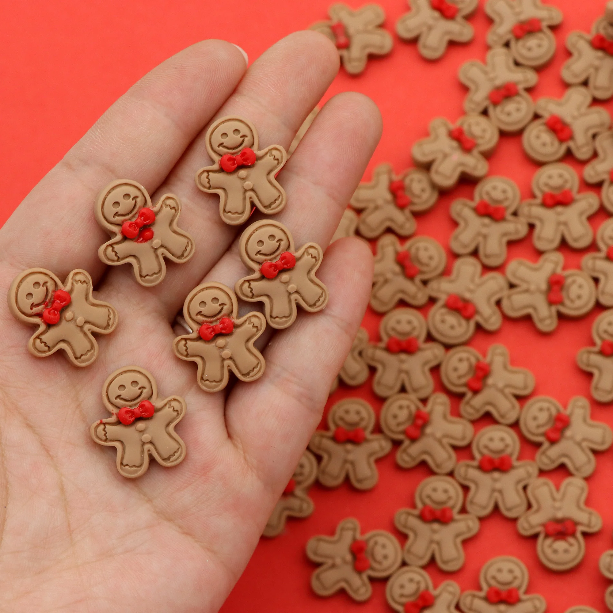 10Pcs Adorable Christmas Gingerbread Man Resin Ornaments,DIY Jewelry Making Charms Accessories for Earrings, Bracelets, Keychain