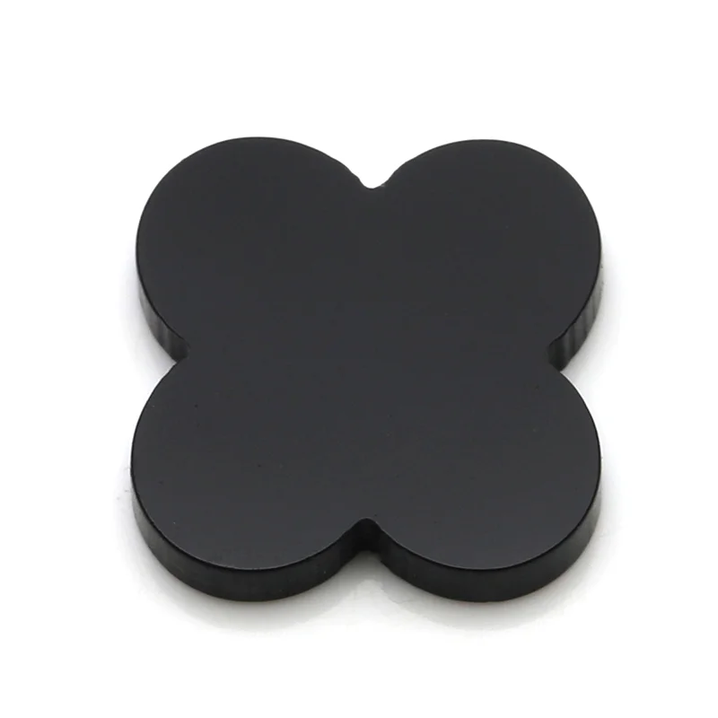 50Pcs Natural Black Onyx Agate Four Leaf Clover Loose Gemstone for Handmade Jewelry DIY Pendant Bracelet Craft Making Supplies