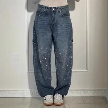 Dames herfst winter broek broek effen kleur hoge taille knoopzakken wijde pijpen broek casual mode comfortabele normale pasvorm