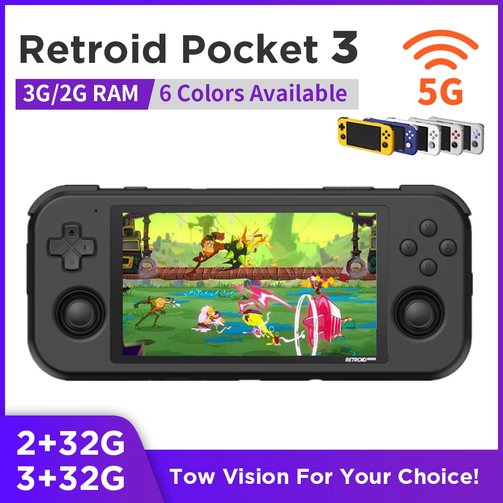 

Retroid Pocket 3 Handheld Retro Gaming System Android 11 4.7 Inch Touch Screen 720p HD Output 3G RAM ROM 32G Video Game Console