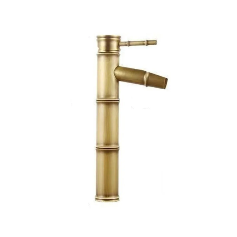 

Brass Bamboo Shape Faucet Deck Mounted Hot and Cold Water Sink Faucet Single Handle Anti-corrosion Vanity Faucet for Home
