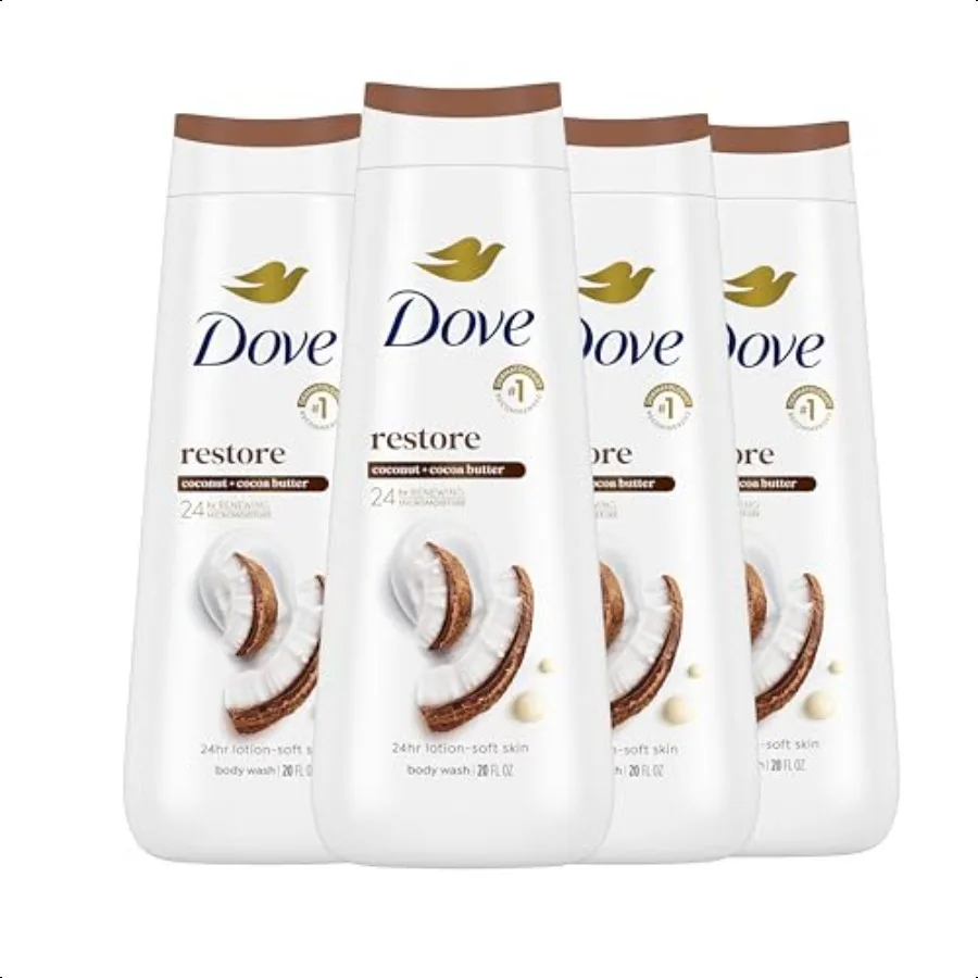 

Dove Body Wash Restoring Coconut Cocoa Butter 4 Count for Renewed HealthyLooking Skin Gentle Skin Cleanser That Effectively Was