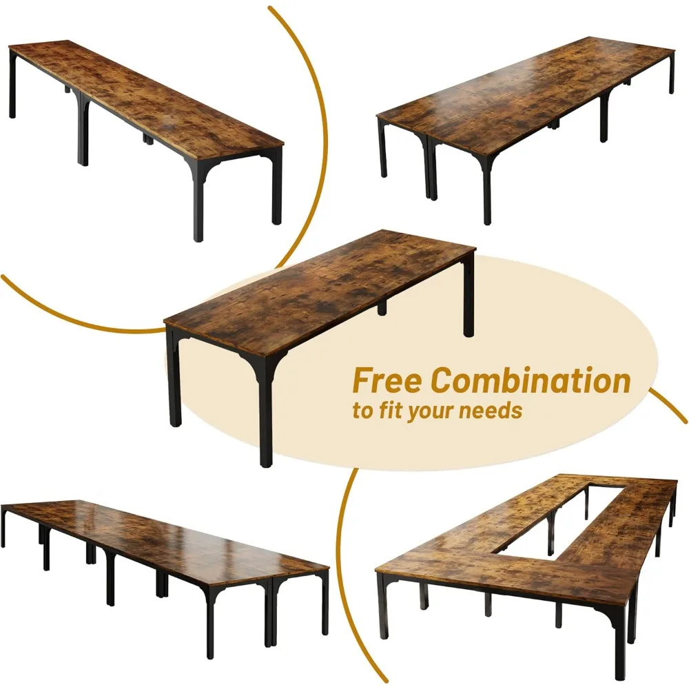 Sturdy Large Rectangle 8-Person Conference Table for Business Meetings, Seminars - Super Strong Brown Table