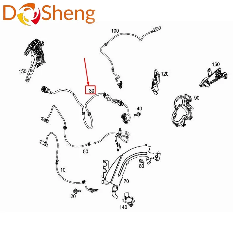

2534400806 Right rear ABS sensor wiring harness for Mercedes-Benz GLC X253 2016 2017 2018 2019 2020 2021 2022 2023