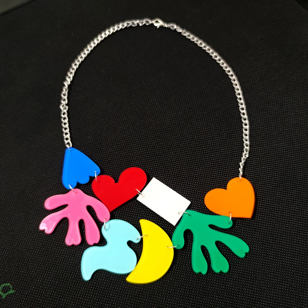 KUGUYS Fashion 2 Style Acrylic Colorful Flowers Pendant Necklace for Women Trendy Jewelry Accessories