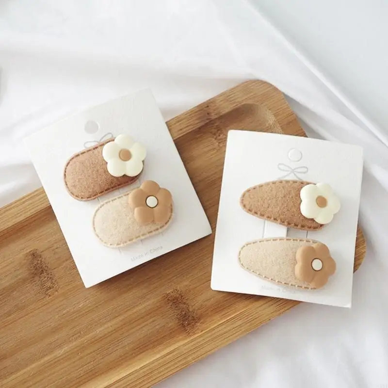 95AE Klip rambut bayi Bunga jepit rambut baret 2 pin rambut untuk gadis bayi fotografi fashion gaya rambut aksesoris