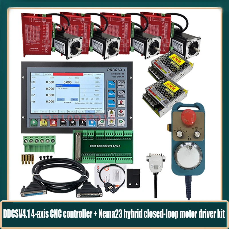 Cnc 4-axis 500khz G-code macchina per incidere Controller indipendente Ddcsv4.1 + Nema23 Kit servomotore ibrido volantino Mpg 75 w24v