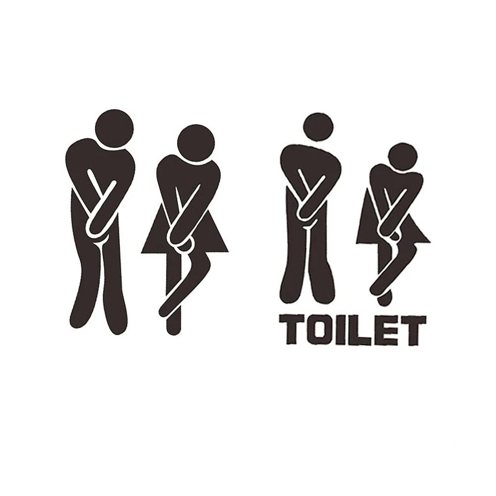 

6pcs Removable Bathroom Decorative Stickers for Toilet Door Wall Paper Funny Creative Restroom Signs Home Public Use