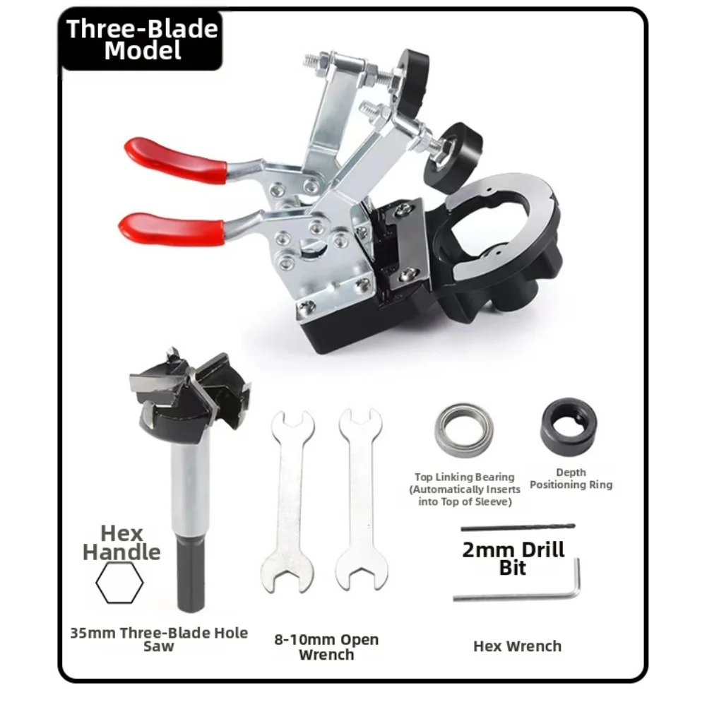

1PCS 35mm Cabinet Hinge Fixture Built-in Dual Bearings Hinge Hole Opener Precision Hinge Punch Tool Accurate Drilling ﻿ ﻿