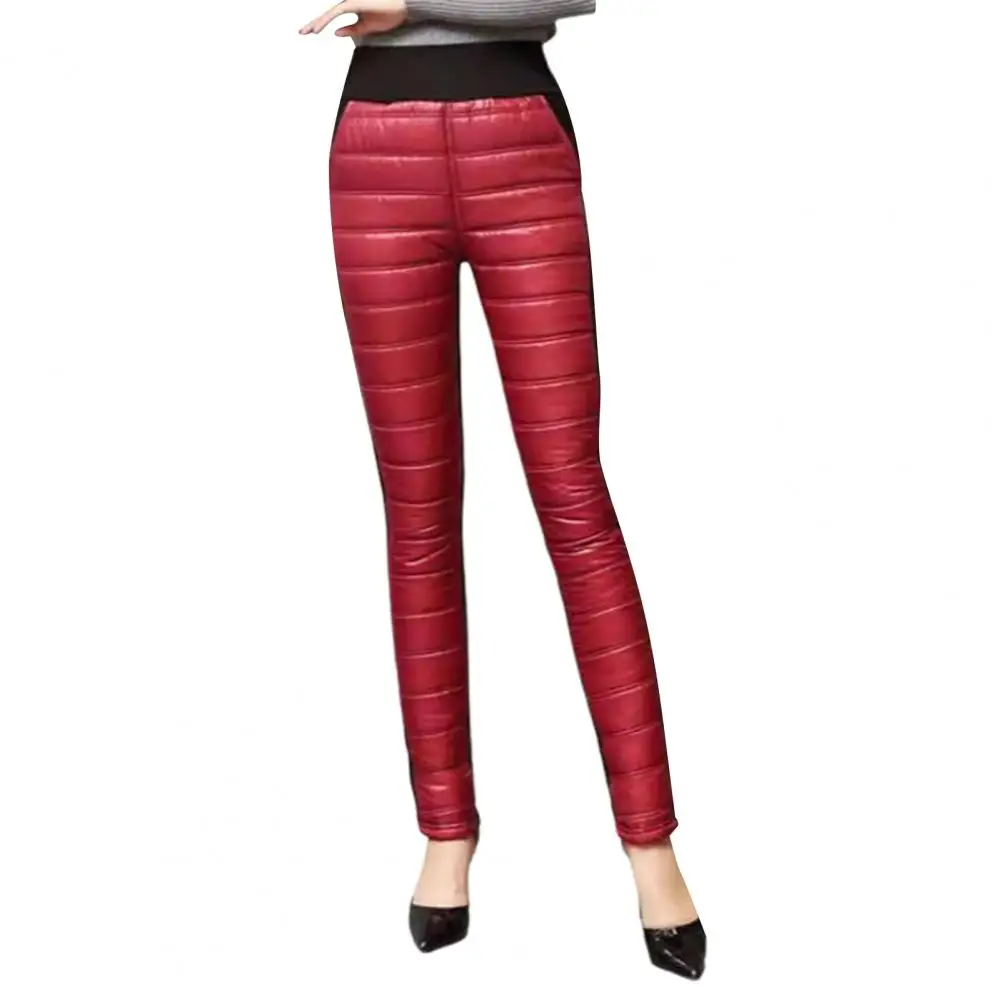 Comfortable Solid Color Pants Quilted Cotton Pants for Women with High Waist Straight Leg Design Pockets Stylish for Everyday