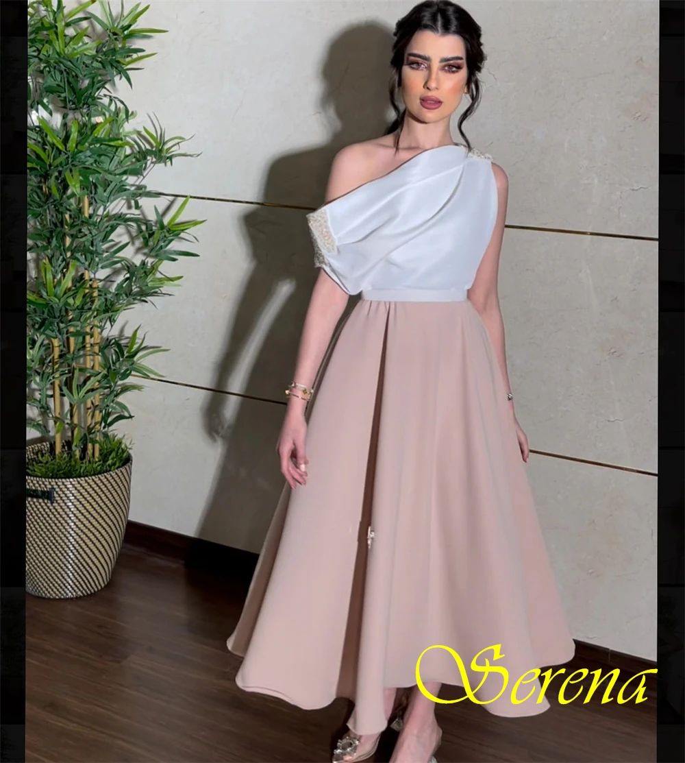 Customized Delicate Boat Neck Evening Dress Elegant Jersey Cocktail Dress Luxury Short Sleeves Special Occasion Gowns