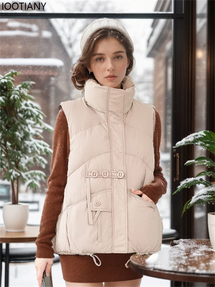 Косплей2025 новый дизайн повседневное пальто женский пуховик зимняя куртка с воротником-стойкой и карманами теплое толстое пальто на молнии женское зимнее сгусток