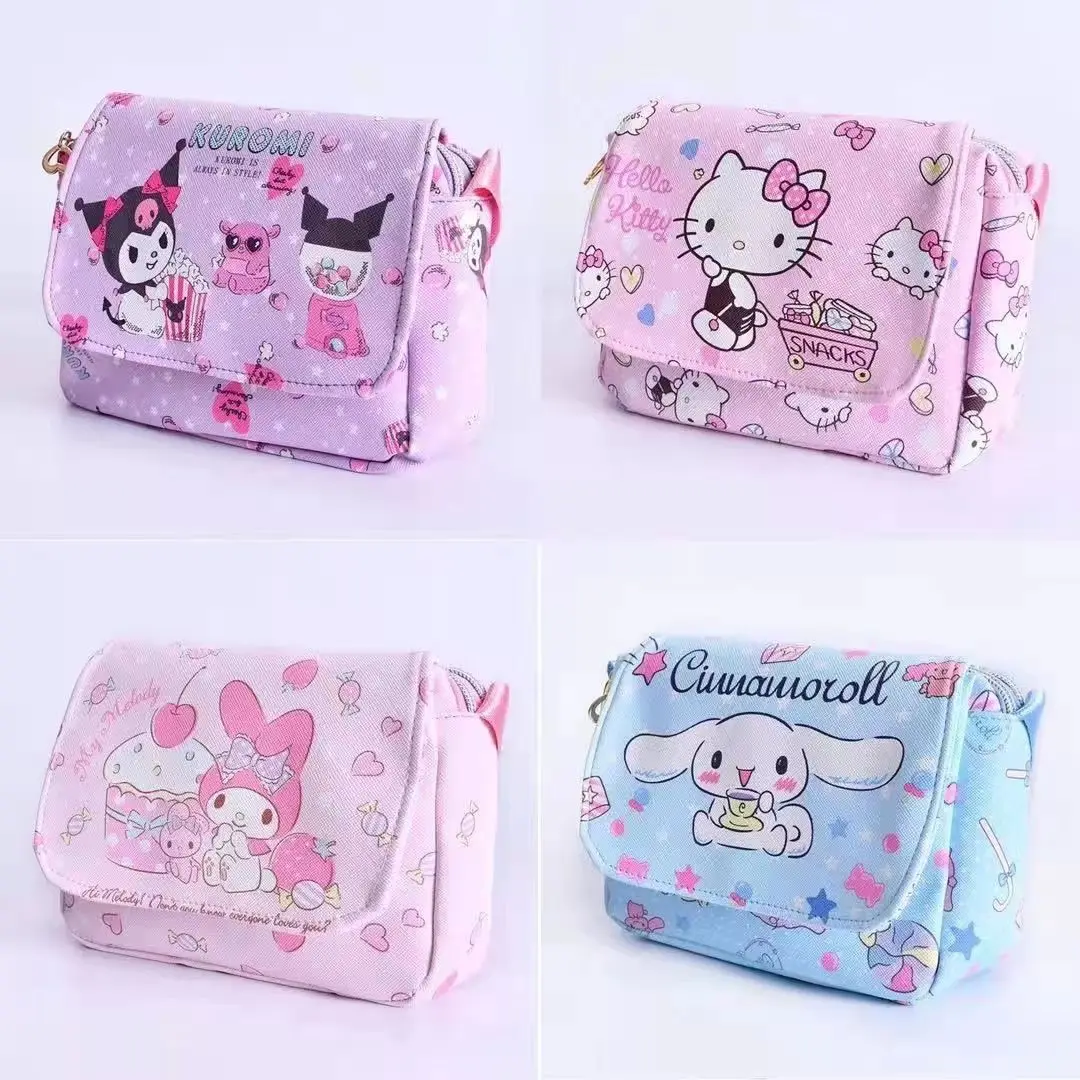 

Hello Kitty Cinnamoroll Anime Kawaii Sanrio Fashion Casual Crossbody Shoulder Bag Cute Kuromi Phone Bag Send Keychian Girls Gift